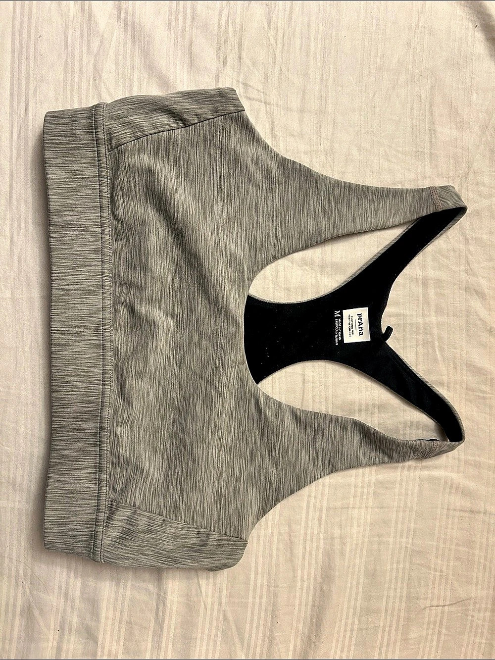 prAna Heavana Every Minute Bra Gray & Black Medium